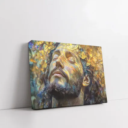 Bearded Man Golden Leaves Surreal Art
