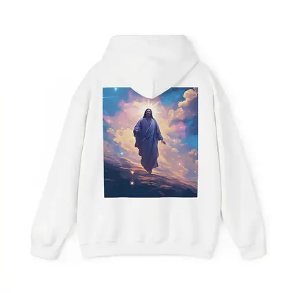 Jesus Christ Ascending Through Glowing Heavenly Clouds