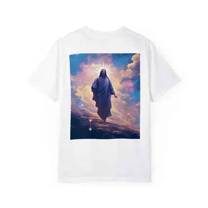 Jesus Christ Ascending Through Glowing Heavenly Clouds