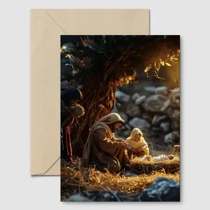 Nativity Scene Birth of Jesus Warm Light