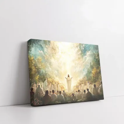 Jesus Christ Glowing Light Heavenly Garden Scene