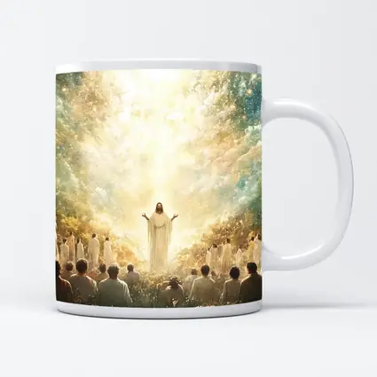 Jesus Christ Glowing Light Heavenly Garden Scene