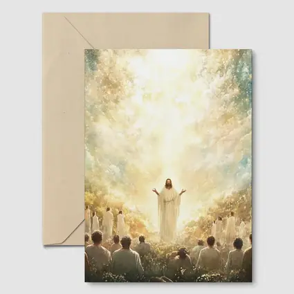 Jesus Christ Glowing Light Heavenly Garden Scene