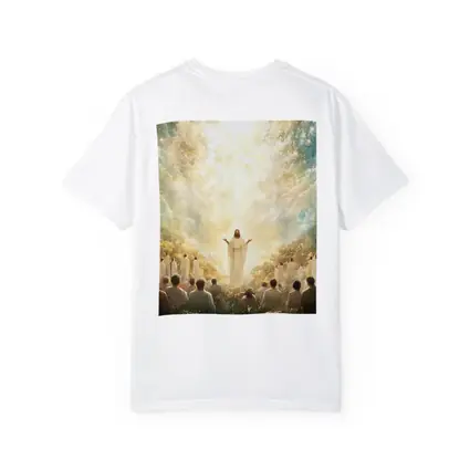 Jesus Christ Glowing Light Heavenly Garden Scene
