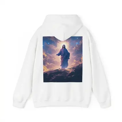 Jesus Christ Glowing Above Starry Night Clouds