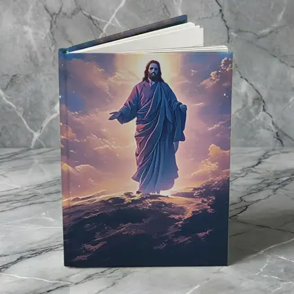 Jesus Christ Glowing Above Starry Night Clouds