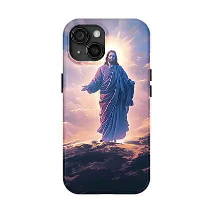 Jesus Christ Glowing Above Starry Night Clouds