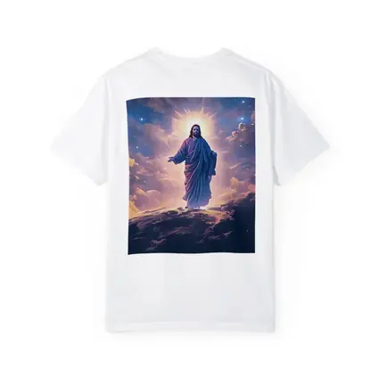 Jesus Christ Glowing Above Starry Night Clouds