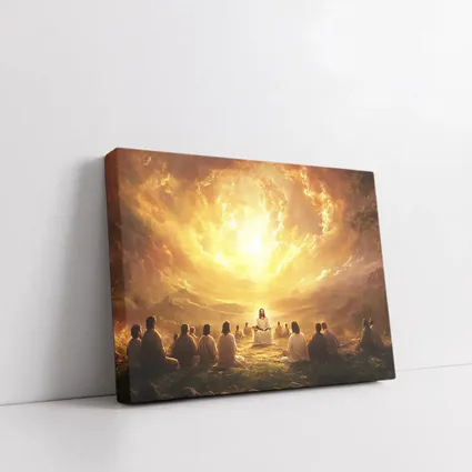 Jesus Teaching Disciples Golden Heavenly Sky