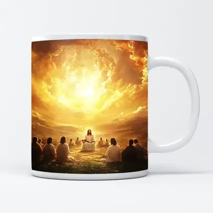 Jesus Teaching Disciples Golden Heavenly Sky