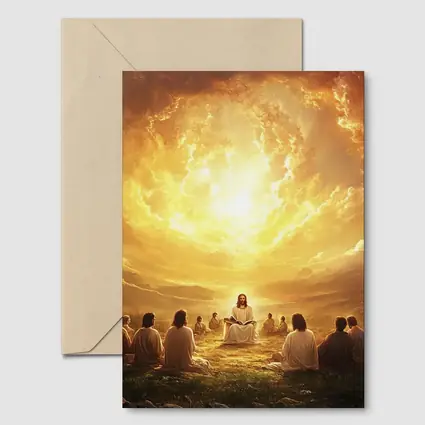 Jesus Teaching Disciples Golden Heavenly Sky