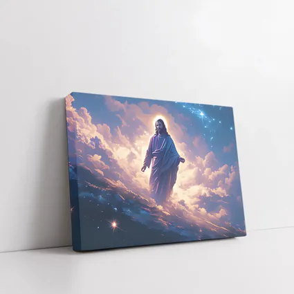 Jesus Christ Walking Among Heavenly Clouds Stars