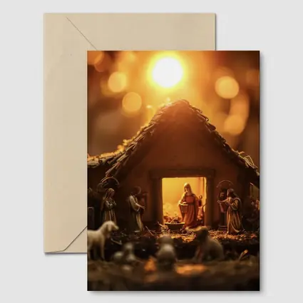 Nativity Scene Manger Warm Golden Light