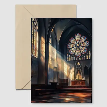 Gothic Cathedral Interior Stained Glass Light
