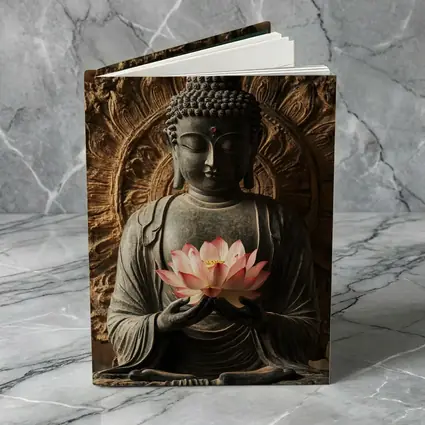 Buddha Statue Holding Pink Lotus Flower