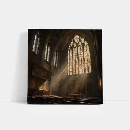 Gothic Cathedral Interior Stained Glass Light Rays