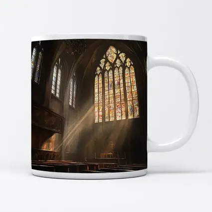 Gothic Cathedral Interior Stained Glass Light Rays