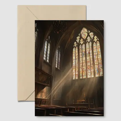 Gothic Cathedral Interior Stained Glass Light Rays