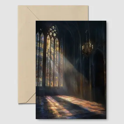 Gothic Cathedral Stained Glass Light Rays Interior