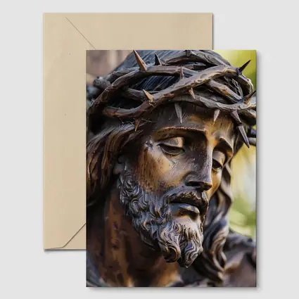 Jesus Christ Crown of Thorns Wood Sculpture