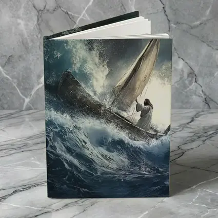 Jesus Standing On Boat Stormy Sea
