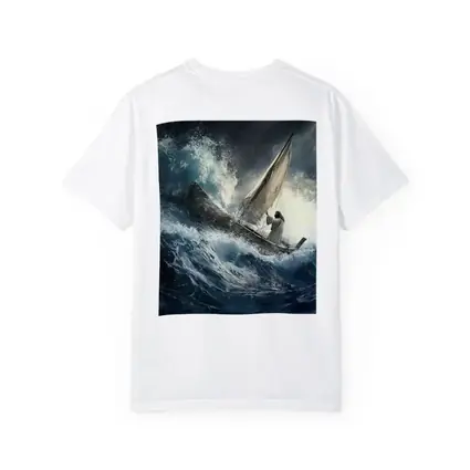 Jesus Standing On Boat Stormy Sea