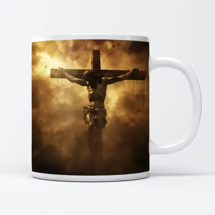 Jesus Christ Crucifixion Dramatic Golden Clouds