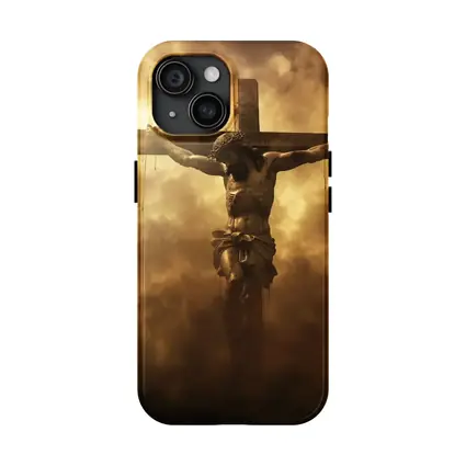 Jesus Christ Crucifixion Dramatic Golden Clouds