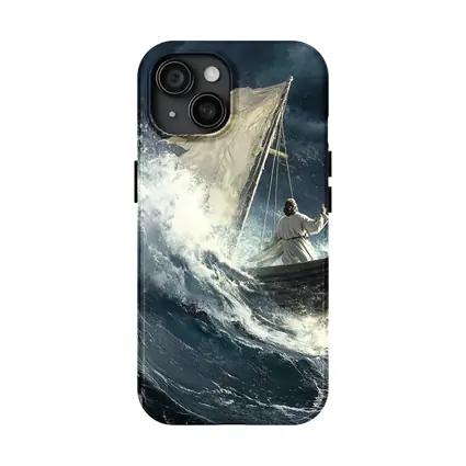 Jesus Calming Storm Raging Sea Waves