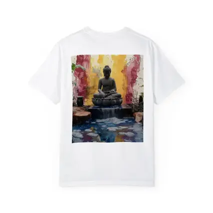 Buddha Statue Lotus Waterfall Colorful Abstract