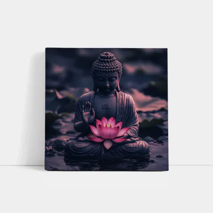 Buddha Statue Lotus Flower Purple Moody