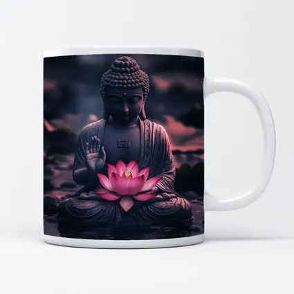 Buddha Statue Lotus Flower Purple Moody
