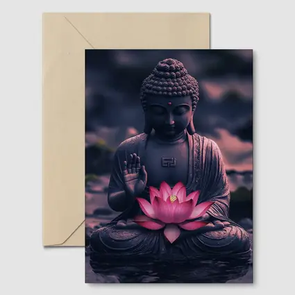 Buddha Statue Lotus Flower Purple Moody