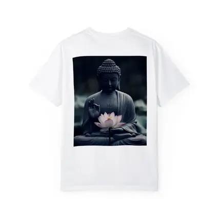 Buddha Stone Statue Pink Lotus Flower