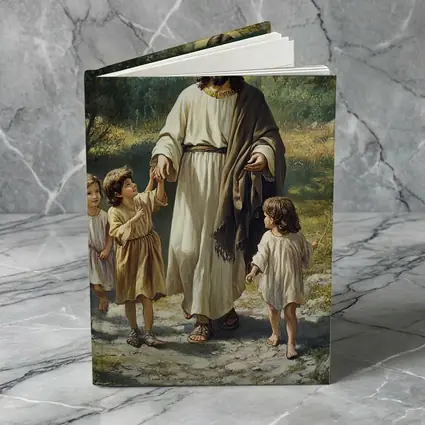Jesus Walking With Children In Nature