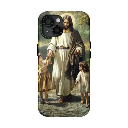 Jesus Walking With Children In Nature