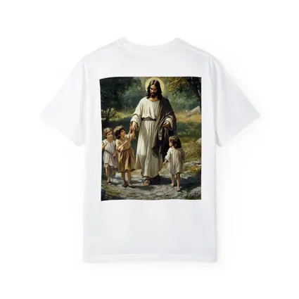 Jesus Walking With Children In Nature