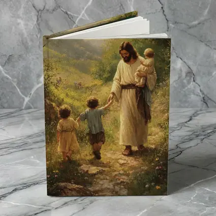 Jesus Walking With Children On Path