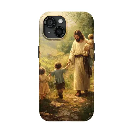 Jesus Walking With Children On Path
