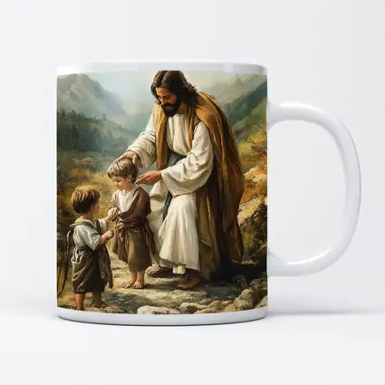 Jesus With Children Mountain Path Oil Painting