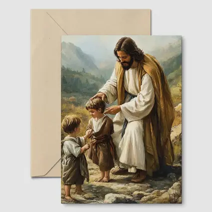 Jesus With Children Mountain Path Oil Painting