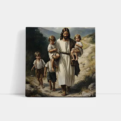 Jesus Walking With Children Mountain Path Painting