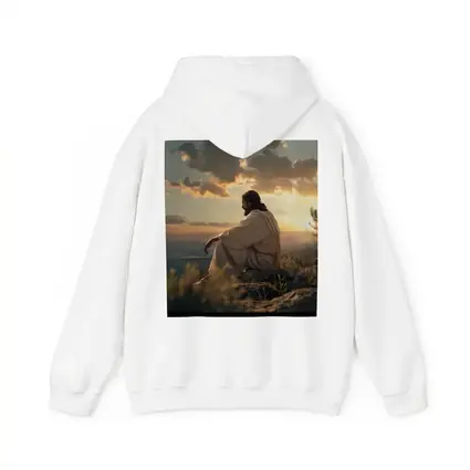 Jesus Sitting on Rock at Sunset