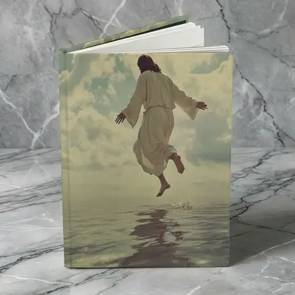 Jesus Rising Above Water Cloudy Sky