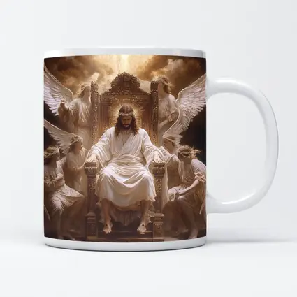 Jesus Christ Enthroned with Angels Religious Art