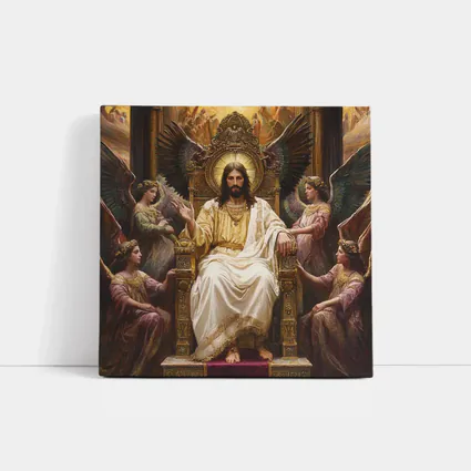 Jesus Christ Enthroned With Angels Painting
