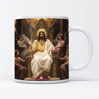 Jesus Christ Enthroned With Angels Painting
