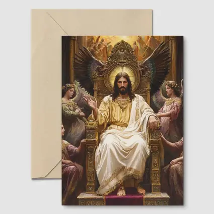 Jesus Christ Enthroned With Angels Painting