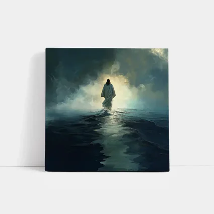 Jesus Walking on Water Stormy Ocean