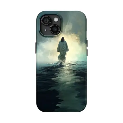 Jesus Walking on Water Stormy Ocean